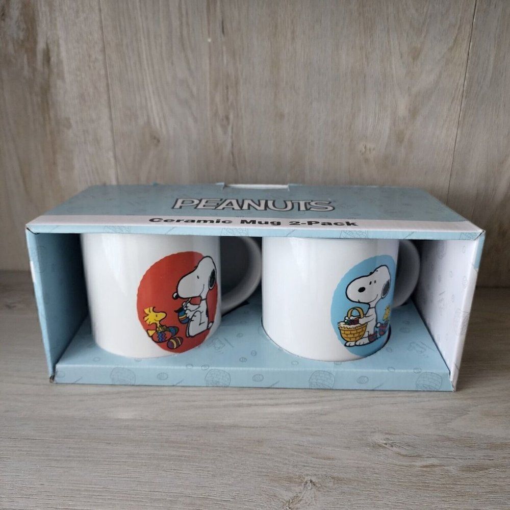 PEANUTS Snoopy Ceramic Easter‎ Mugs Set 2 Pack - 15 oz